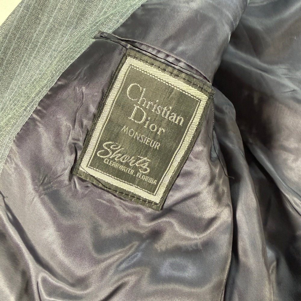 Vintage Christian Dior Monsieur Pinstripe Blazer Men Gray Two Button Suit Jacket - Picture 2 of 11